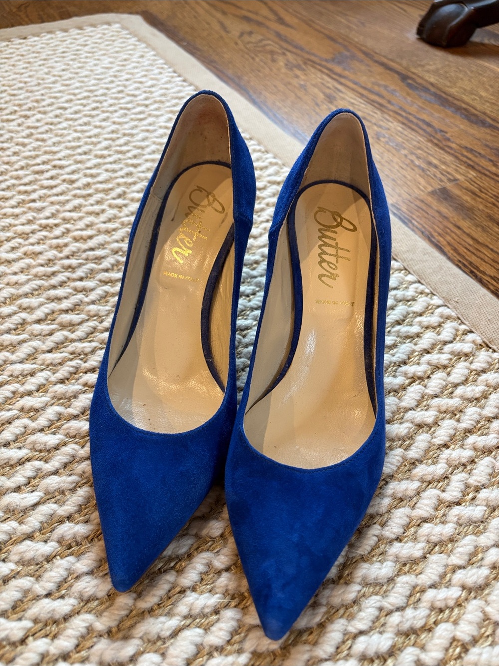 Butter Cobalt Blue Suede Pointed Pumps